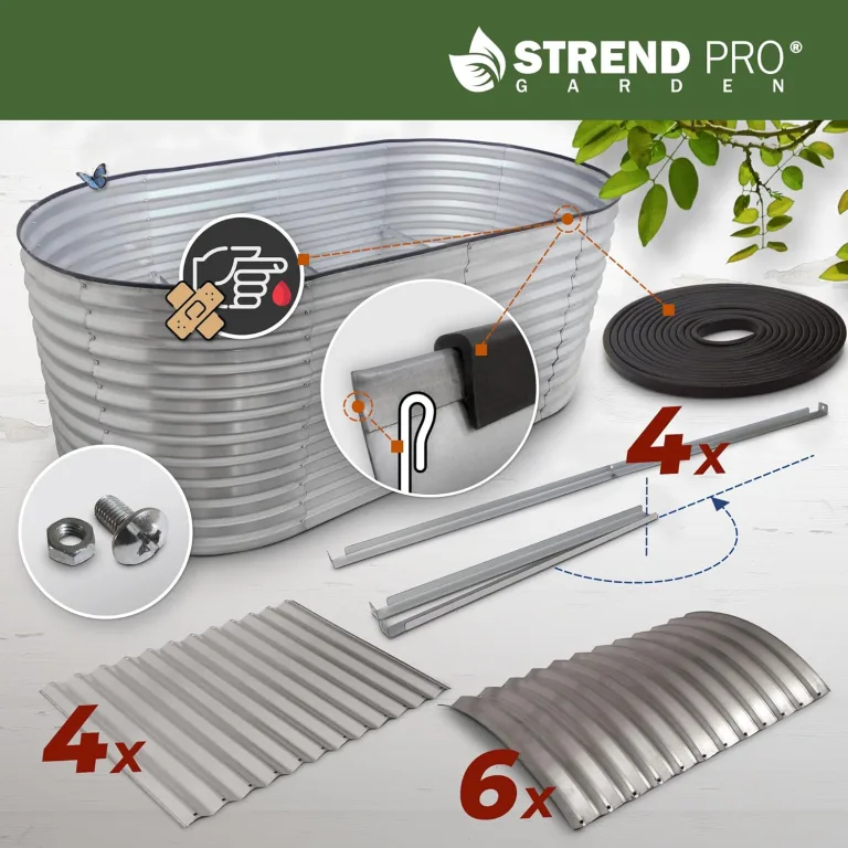 STREND PRO Hochbeet Metall 200x100x80cm (LxBxH) | Metall Hochbeete-kit für Garten Blech | Garten Beet aus verzinktem Stahl für Gemüse, Kräuter & Tomatenpflanzen | Stahl Pflanzkasten, Kräuterbeet – Bild 9