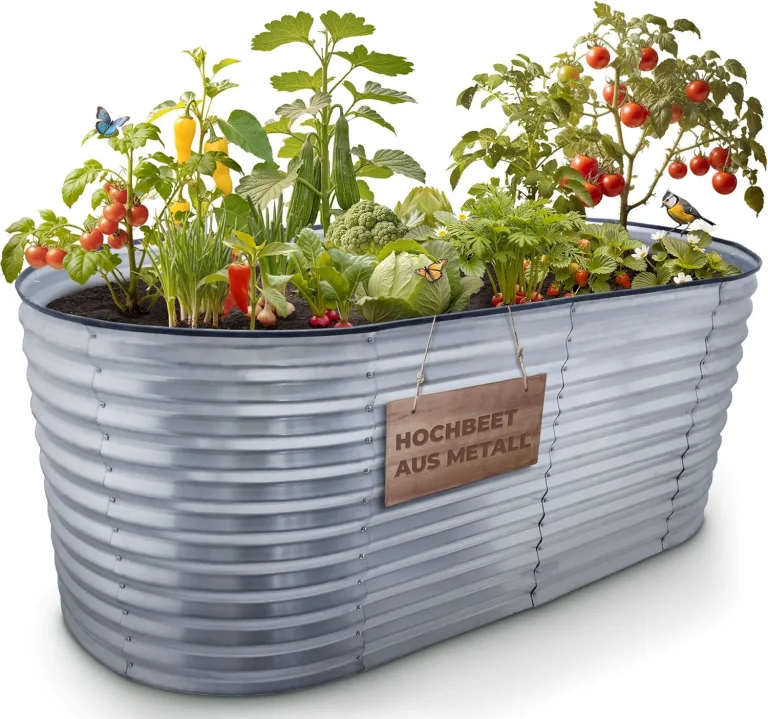 STREND PRO Hochbeet Metall 200x100x80cm (LxBxH) | Metall Hochbeete-kit für Garten Blech | Garten Beet aus verzinktem Stahl für Gemüse, Kräuter & Tomatenpflanzen | Stahl Pflanzkasten, Kräuterbeet – Bild 1