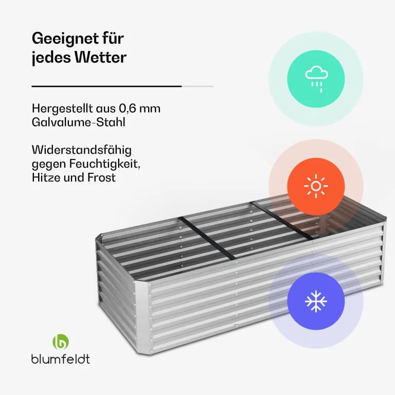 Blumfeldt High Grow Straight Hochbeet, Ergonomisches 1.440L Hochbeet Aus Wetterfestem Galvalume-Stahl Für Blumen, Kräuter & Gemüse – Rostbeständiges Design Mit Offener Bodenstruktur & Einfachem Aufbau – Bild 2