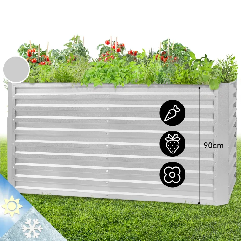 Blumfeldt High Grow Straight Hochbeet, Ergonomisches 972L Hochbeet Metall Holzoptik, Wetterfester Verzinkter Stahl Für Blumen, Kräuter & Gemüse – Rostbeständig, Offene Bodenstruktur & Einfache Montage – Bild 8