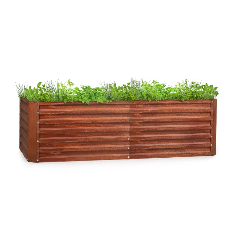 Blumfeldt High Grow Straight Hochbeet, Ergonomisches 972L Hochbeet Metall Holzoptik, Wetterfester Verzinkter Stahl Für Blumen, Kräuter & Gemüse – Rostbeständig, Offene Bodenstruktur & Einfache Montage – Bild 9