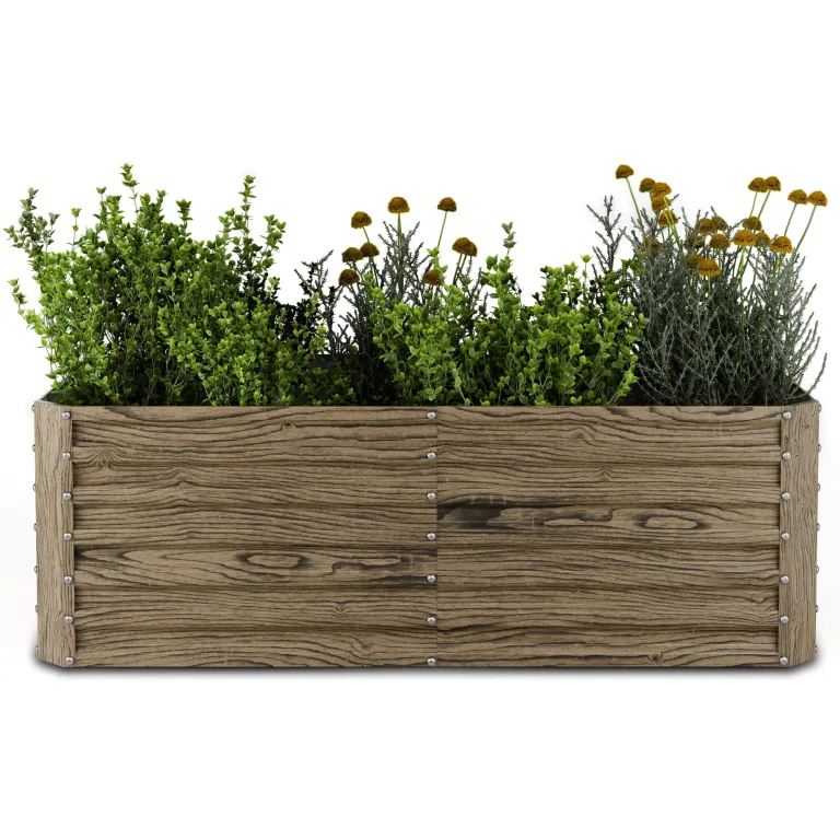 Blumfeldt High Grow Straight Hochbeet, Ergonomisches 972L Hochbeet Metall Holzoptik, Wetterfester Verzinkter Stahl Für Blumen, Kräuter & Gemüse – Rostbeständig, Offene Bodenstruktur & Einfache Montage – Bild 1