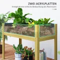 Outsunny Hochbeet mit Acrylplatten, erhöhtes Kräuterbeet mit Ablauflöcher, Pflanzkasten aus Holz, wetterbeständig Gemüsebeet, Gartenbeet, Pflanzbeet für Garten, Balkon, 110 x 50 x 80 cm Naturholz - Thumbnail 4