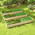 COSTWAY Hochbeet Holz, Gartenbeet mit 2 Pflanzkästen und Trennwänden, Kräuterbeet für Garten Balkon Hof Terrasse, Pflanzbeet Blumenbeet Tannenholz, 228 x 62 x 25 cm (Natur) - Thumbnail 8