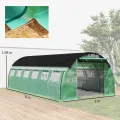 Outsunny Gewächshaus 6 x 3 x 2 m Foliengewächshaus mit 12 Fenster, Rolltüren, Aufrollbar Seitenwänden, UV-beständiger Folientunnel, Winterfest Tomatenhaus mit Erdanker, Grün - Thumbnail 7