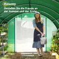 Outsunny Gewächshaus 6 x 3 x 2 m Foliengewächshaus mit 12 Fenster, Rolltüren, Aufrollbar Seitenwänden, UV-beständiger Folientunnel, Winterfest Tomatenhaus mit Erdanker, Grün - Thumbnail 9