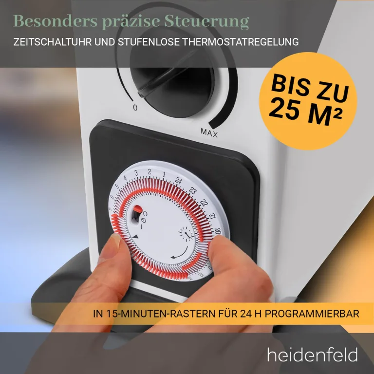 Heidenfeld elektrische Konvektorheizung HL200 | ???? ???????????????????? ???????????????????????????????? - 2000 Watt - Konvektor - Thermostat - Frostwächter - Elektroheizung - Heizung - Heizlüfter - Bis 25 m² (Mit Turbo) – Bild 4