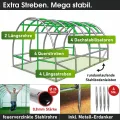 BRAST Gewächshaus Foliengewächshaus mit Stahlfundament | 2x3m - 3x8m | inkl. Erdanker Unkrautvlies & 8 Aufrollbare Fenster mit Moskitonetz | UV-stabilisierte Gitterschutzfolie 200g/m² | 300x400cm - Thumbnail 5