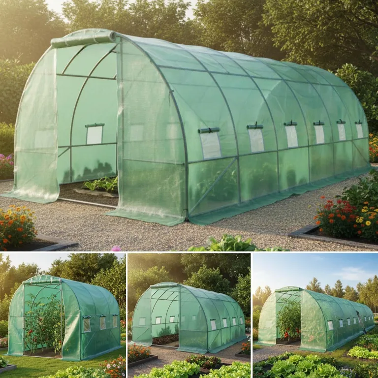BRAST Gewächshaus Foliengewächshaus mit Stahlfundament | 2x3m - 3x8m | inkl. Erdanker Unkrautvlies & 12 Aufrollbare Fenster mit Moskitonetz | UV-stabilisierte Gitterschutzfolie 200g/m² | 300x600cm – Bild 1