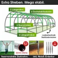BRAST Gewächshaus Foliengewächshaus mit Stahlfundament | 2x3m - 3x8m | inkl. Erdanker Unkrautvlies & 12 Aufrollbare Fenster mit Moskitonetz | UV-stabilisierte Gitterschutzfolie 200g/m² | 300x600cm - Thumbnail 5