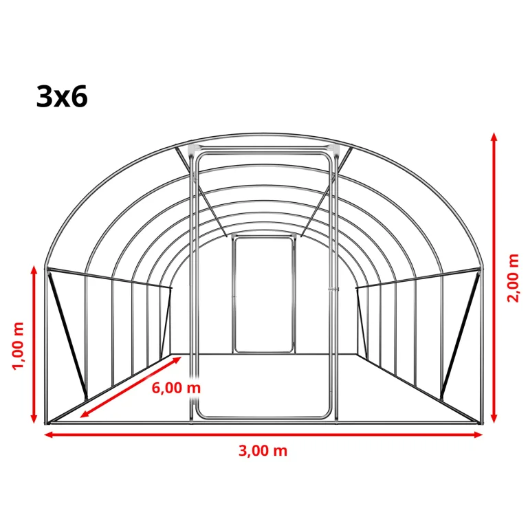 TOOLPORT Foliengewächshaus Gewächshaus 3x6m Premium mit schwenkbarer Türkonstruktion PE-Plane 180 g/m² grün transparent – Bild 9
