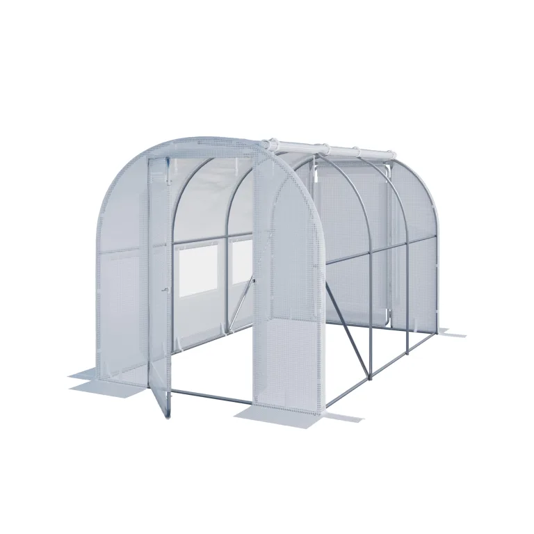 TOOLPORT Foliengewächshaus Gewächshaus 3x6m Premium mit schwenkbarer Türkonstruktion PE-Plane 180 g/m² grün transparent – Bild 10