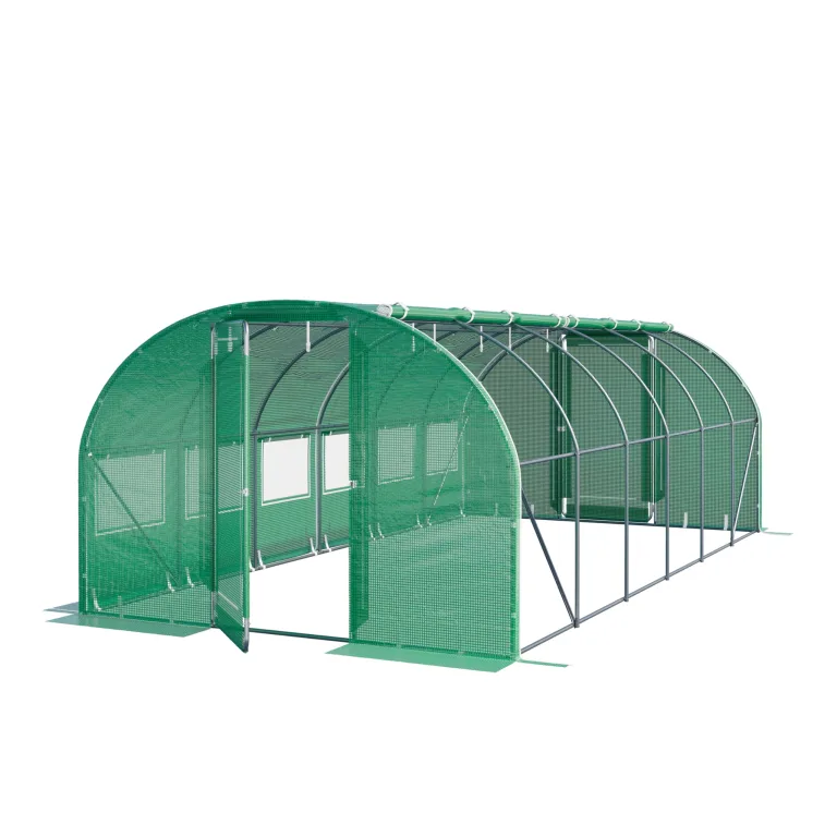 TOOLPORT Foliengewächshaus Gewächshaus 3x6m Premium mit schwenkbarer Türkonstruktion PE-Plane 180 g/m² grün transparent – Bild 1