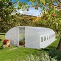 TOOLPORT Foliengewächshaus Gewächshaus 4x8m Premium mit schwenkbarer Türkonstruktion PE-Plane 180 g/m² weiß transparent - Thumbnail 2