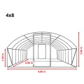TOOLPORT Foliengewächshaus Gewächshaus 4x8m Premium mit schwenkbarer Türkonstruktion PE-Plane 180 g/m² weiß transparent - Thumbnail 9