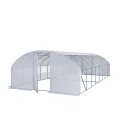 TOOLPORT Foliengewächshaus Gewächshaus 4x8m Premium mit schwenkbarer Türkonstruktion PE-Plane 180 g/m² weiß transparent - Thumbnail 1
