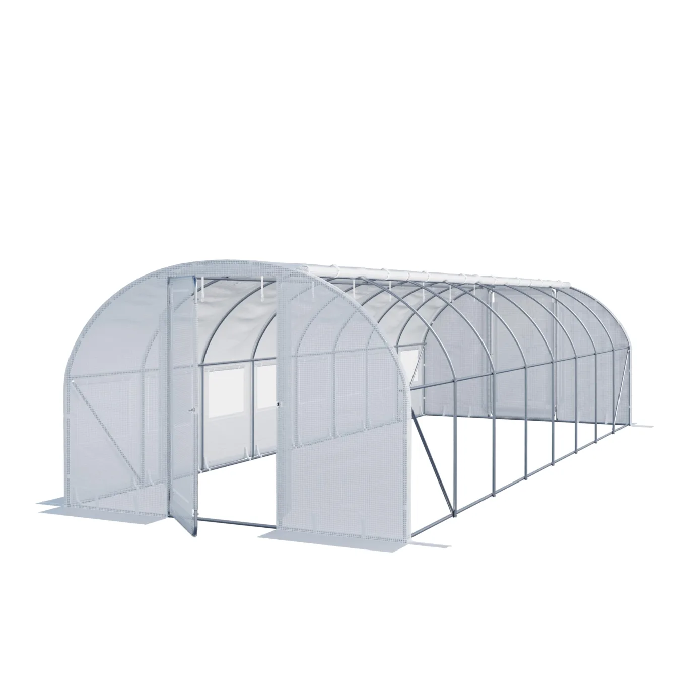 TOOLPORT Foliengewächshaus Gewächshaus 3x8m Premium mit schwenkbarer Türkonstruktion PE-Plane 180 g/m² weiß transparent - Bild 1
