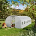 TOOLPORT Foliengewächshaus Gewächshaus 3x8m Premium mit schwenkbarer Türkonstruktion PE-Plane 180 g/m² weiß transparent - Thumbnail 2