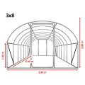 TOOLPORT Foliengewächshaus Gewächshaus 3x8m Premium mit schwenkbarer Türkonstruktion PE-Plane 180 g/m² weiß transparent - Thumbnail 9