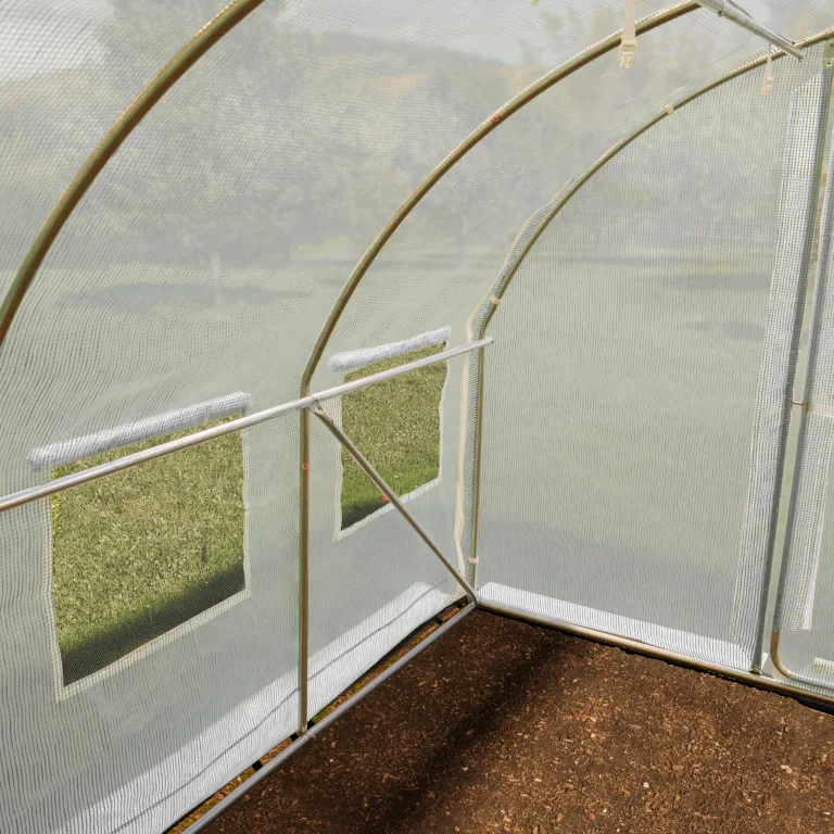 TOOLPORT Foliengewächshaus Gewächshaus 3x4m Premium mit schwenkbarer Türkonstruktion PE-Plane 180 g/m² weiß transparent – Bild 4