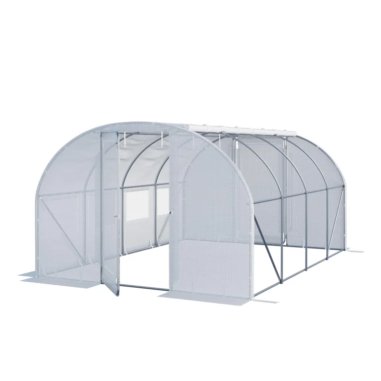 TOOLPORT Foliengewächshaus Gewächshaus 3x4m Premium mit schwenkbarer Türkonstruktion PE-Plane 180 g/m² weiß transparent – Bild 1