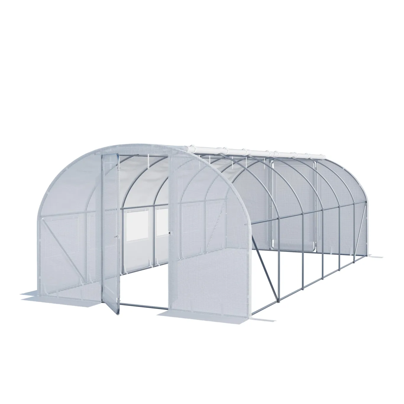 TOOLPORT Foliengewächshaus Gewächshaus 3x6m Premium mit schwenkbarer Türkonstruktion PE-Plane 180 g/m² weiß transparent - Bild 1