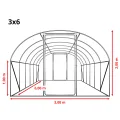 TOOLPORT Foliengewächshaus Gewächshaus 3x6m Premium mit schwenkbarer Türkonstruktion PE-Plane 180 g/m² weiß transparent - Thumbnail 9