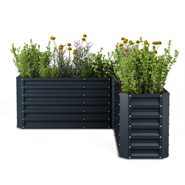 blumfeldt Hochbeet 120x90, 2 Ebenen, Wetterfest & Korrosionsbeständig, Galvanisierter Stahl Für Gemüse & Kräuter, Offene Bodenstruktur, Einfache Montage, Anthrazit – Bild 10