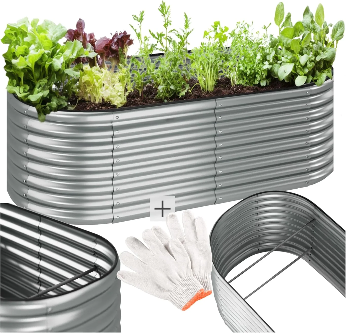 tectake® Hochbeet Metall, Hochbeete-Kit für Beet, Hochbeet Garten, wetterfest, Pflanzkasten, Kräuterbeet, Frühbeet, Gemüsebeet, Pflanzenbeet, zur Anzucht, als Blumenkasten - 942l, 200 x 100 x 60 cm - Bild 1