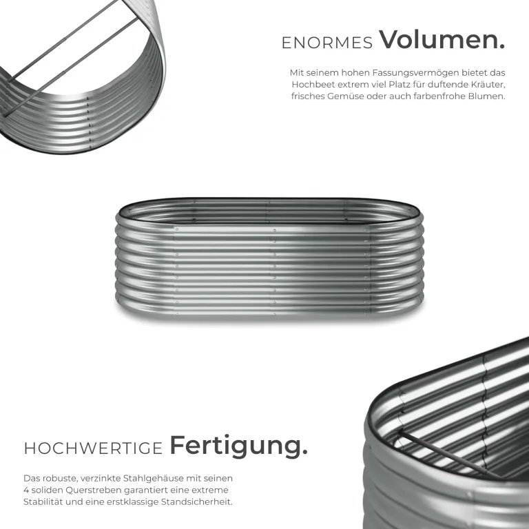 tectake® Hochbeet Metall, Hochbeete-Kit für Beet, Hochbeet Garten, wetterfest, Pflanzkasten, Kräuterbeet, Frühbeet, Gemüsebeet, Pflanzenbeet, zur Anzucht, als Blumenkasten - 942l, 200 x 100 x 60 cm – Bild 3