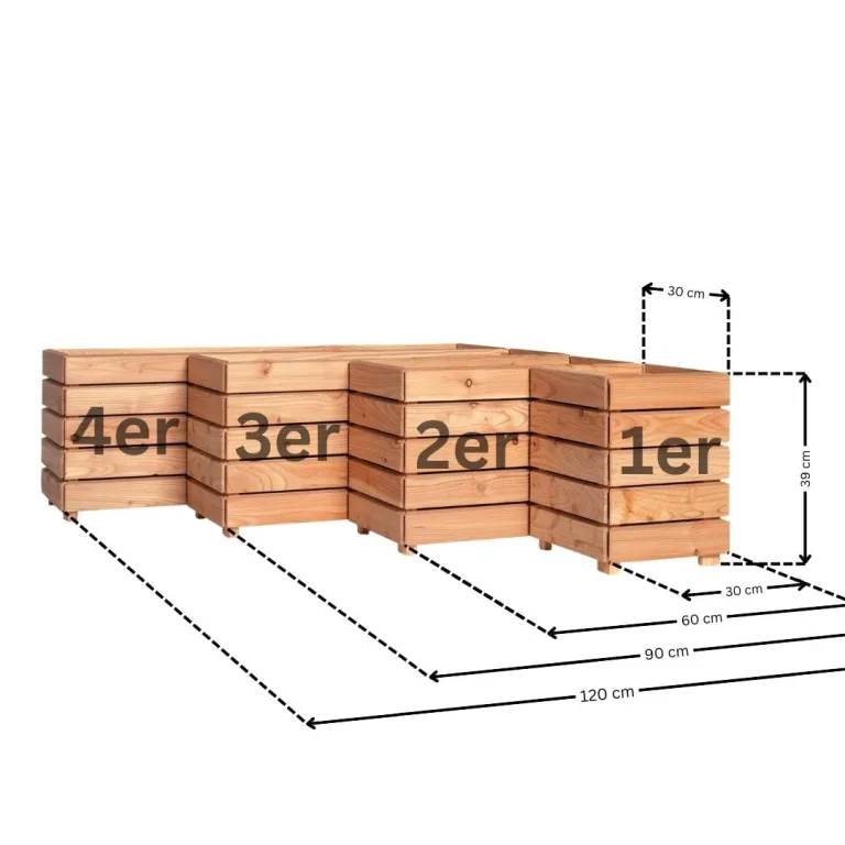 Mega Holz Pflanzkübel MODULO 90x30x39 cm (BxTxH) - wetterfester Blumenkasten aus heimischen Lärchenholz - Blumenkübel aus witterungsbeständiger Lärche für Garten, Terrasse und Balkon, Modular, Holz – Bild 5