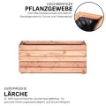Mega Holz Pflanzkübel MODULO 90x30x39 cm (BxTxH) - wetterfester Blumenkasten aus heimischen Lärchenholz - Blumenkübel aus witterungsbeständiger Lärche für Garten, Terrasse und Balkon, Modular, Holz - Thumbnail 3