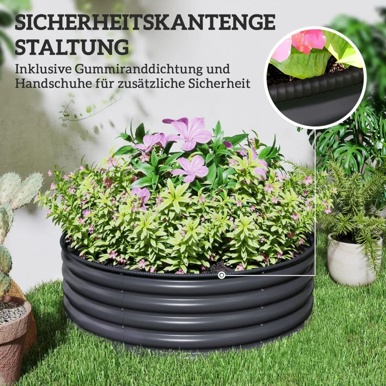Outsunny Hochbeet aus Stahl, Pflanzbeet Frühbeet Gartenbeet stapelbar Blumenkasten steckbar Pflanzkasten 120x120x43cm Gemüsebeet für Garten Balkon Terrasse, Pflanzkübel für Blumen, Pflanzen – Bild 6