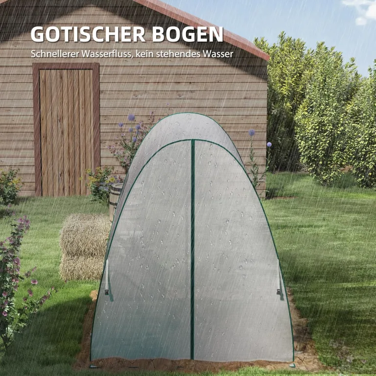 Outsunny Gewächshaus mit Rolltür, 2 Fernster, winterfest Foliengewächshaus aus Stahl, Treibhaus für Balkon, Garten, Tomatenhaus 180 x 180 x 200 cm, Tomatengewächshaus für Tomaten, Gemüse, Blumen, Weiß – Bild 4
