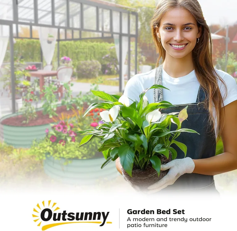 Outsunny 2er-Set Hochbeet aus Stahl, Pflanzbeet Frühbeet Gartenbeet Blumenkasten stapelbar, Pflanzkasten Gemüsebeet 181x93x30cm für Garten Balkon, Pflanzkübel für Blumen, Pflanzen, Gemüse – Bild 9