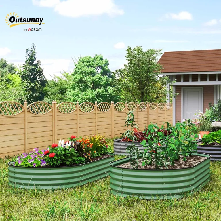 Outsunny 2er-Set Hochbeet aus Stahl, Pflanzbeet Frühbeet Gartenbeet Blumenkasten stapelbar, Pflanzkasten Gemüsebeet 181x93x30cm für Garten Balkon, Pflanzkübel für Blumen, Pflanzen, Gemüse – Bild 2