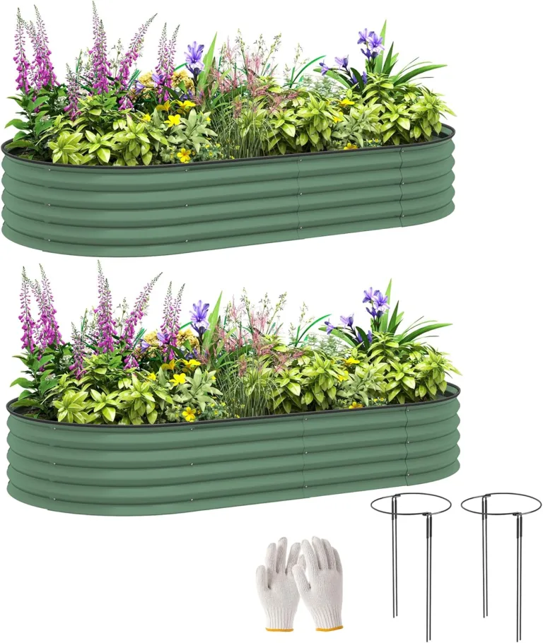 Outsunny 2er-Set Hochbeet aus Stahl, Pflanzbeet Frühbeet Gartenbeet Blumenkasten stapelbar, Pflanzkasten Gemüsebeet 181x93x30cm für Garten Balkon, Pflanzkübel für Blumen, Pflanzen, Gemüse – Bild 1