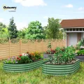 Outsunny 2er-Set Hochbeet aus Stahl, Pflanzbeet Frühbeet Gartenbeet Blumenkasten stapelbar, Pflanzkasten Gemüsebeet 181x93x30cm für Garten Balkon, Pflanzkübel für Blumen, Pflanzen, Gemüse - Thumbnail 2