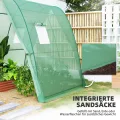 Outsunny Gewächshaus mit Rolltür, 2 Fernster, winterfest Foliengewächshaus aus Stahl, Treibhaus für Balkon, Garten, Tomatenhaus 180 x 180 x 200 cm, Tomatengewächshaus für Tomaten, Gemüse, Blumen, Grün - Thumbnail 4