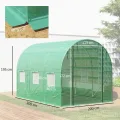 Outsunny Gewächshaus 200x300x200cm Foliengewächshaus Tomatenhaus mit Tür, 6 Fenster, Folientunnel aus verzinktem Stahl, 170g/m² PE, stabiles pflanztunnel, Treibhaus inkl. Erdanker & Seilen, Grün - Thumbnail 7