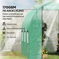 Outsunny Gewächshaus 200x300x200cm Foliengewächshaus Tomatenhaus mit Tür, 6 Fenster, Folientunnel aus verzinktem Stahl, 170g/m² PE, stabiles pflanztunnel, Treibhaus inkl. Erdanker & Seilen, Grün - Thumbnail 3