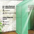 Outsunny Gewächshaus mit Rolltür, Fenster, Regale, Winterfest Foliengewächshaus aus Stahl, Treibhaus für Balkon, Garten, Tomatenhaus 143 x 74 x 190 cm, Tomatengewächshaus für Tomaten, Gemüse, Grün - Thumbnail 4