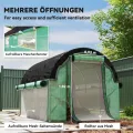 Outsunny Gewächshaus 3 x 2 x 2 m Foliengewächshaus mit 6 Fenster, Rolltüren, Aufrollbar Seitenwänden, UV-beständiger Folientunnel, Winterfest Tomatenhaus mit Erdanker, Grün - Thumbnail 4
