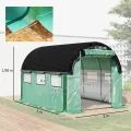 Outsunny Gewächshaus 3 x 2 x 2 m Foliengewächshaus mit 6 Fenster, Rolltüren, Aufrollbar Seitenwänden, UV-beständiger Folientunnel, Winterfest Tomatenhaus mit Erdanker, Grün - Thumbnail 7