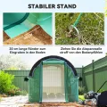 Outsunny Gewächshaus 3 x 2 x 2 m Foliengewächshaus mit 6 Fenster, Rolltüren, Aufrollbar Seitenwänden, UV-beständiger Folientunnel, Winterfest Tomatenhaus mit Erdanker, Grün - Thumbnail 8