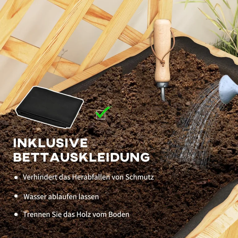Outsunny Hochbeet mit Spalier, Blumenhochbeet aus Tanneholz, Pflanzbeet mit Rankgitter, Frühbeet mit Regale, Gartenbeet Pflanzkübel Pflanzkasten für Terrasse, Garten, 76 x 33 x 177 cm – Bild 5