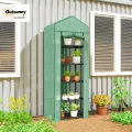 Outsunny Gewächshaus mit Rolltür, Regale, Winterfest Foliengewächshaus aus Stahl, Treibhaus für Balkon, Garten, Tomatenhaus 69 x 49 x 193 cm, Tomatengewächshaus für Tomaten, Blumen, Grün - Thumbnail 2