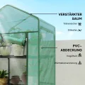 Outsunny Gewächshaus mit Rolltür, Regale, Winterfest Foliengewächshaus aus Stahl, Treibhaus für Balkon, Garten, Tomatenhaus 69 x 49 x 193 cm, Tomatengewächshaus für Tomaten, Blumen, Grün - Thumbnail 3
