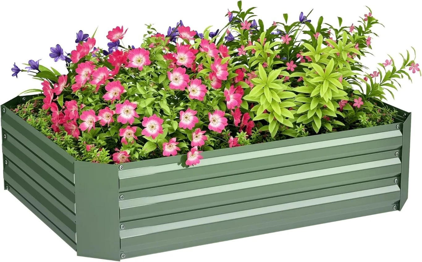 Outsunny Hochbeet aus Stahl, Pflanzbeet Frühbeet Gartenbeet Blumenkasten stapelbar, Pflanzkasten Gemüsebeet 120x90x30cm für Garten Balkon, Pflanzkübel für Blumen, Pflanzen, Gemüse - Bild 1