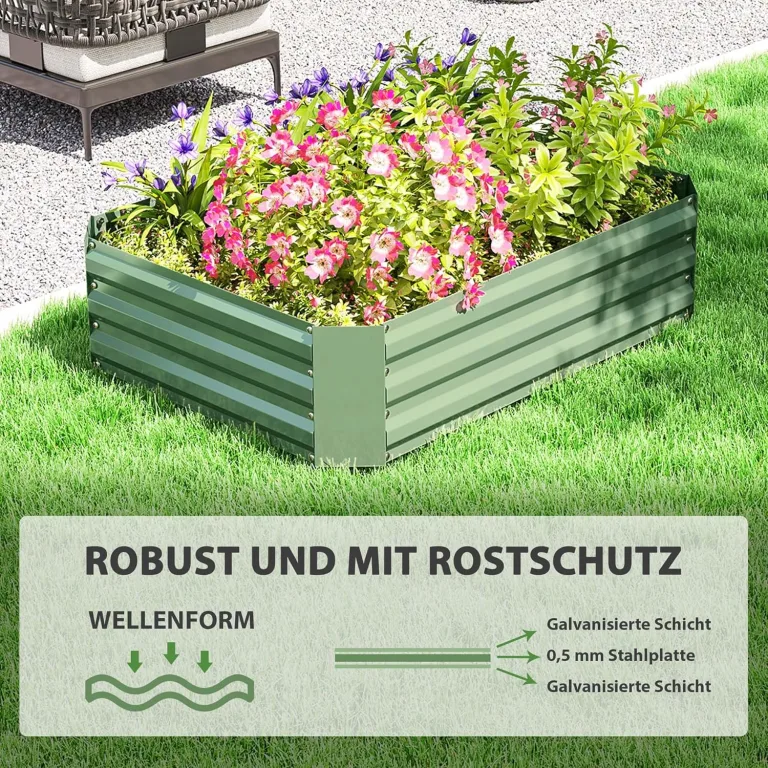 Outsunny Hochbeet aus Stahl, Pflanzbeet Frühbeet Gartenbeet Blumenkasten stapelbar, Pflanzkasten Gemüsebeet 120x90x30cm für Garten Balkon, Pflanzkübel für Blumen, Pflanzen, Gemüse – Bild 4